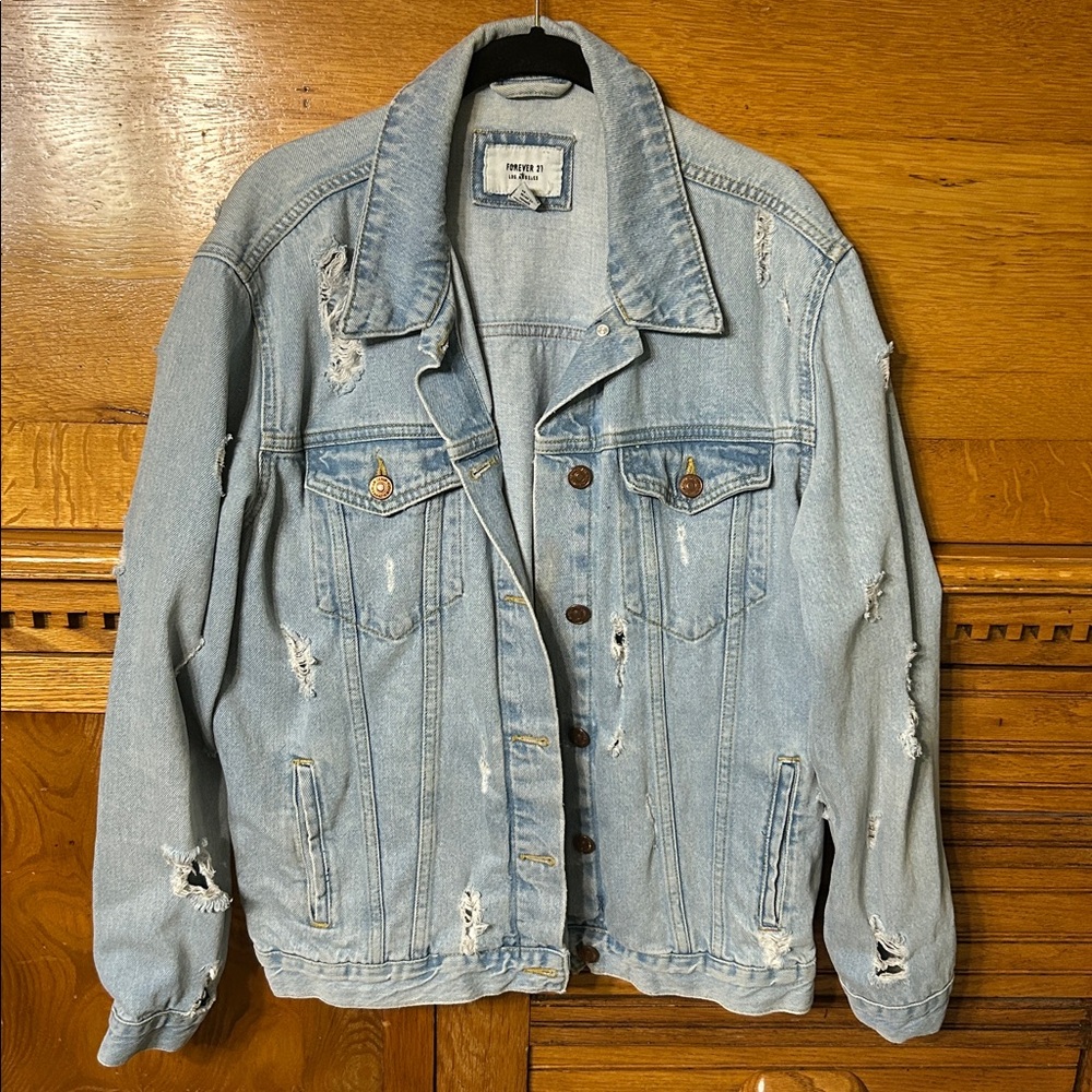Forever 21 Distressed Light Wash Denim Jean Jacket
Host Pick